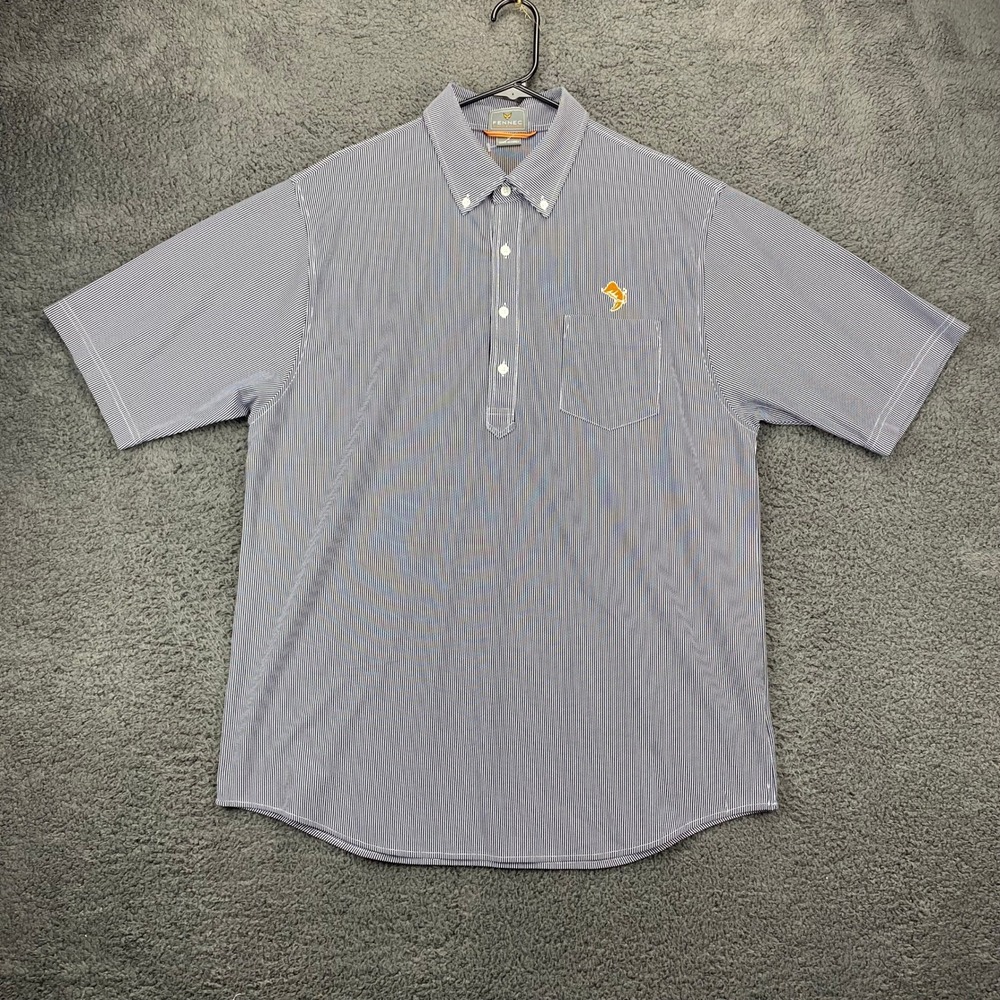 Fennec Brookside Sport Polo Shirt‎ Striped Button Down Golf Casual Size L